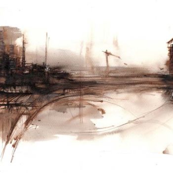Картина под названием "Beast City (40 sur3…" - Julien Jomard, Подлинное произведение искусства, Масло