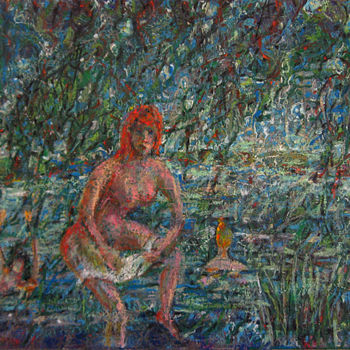 Painting titled "ozero agam lake 78x…" by Iulius Podlas, Original Artwork