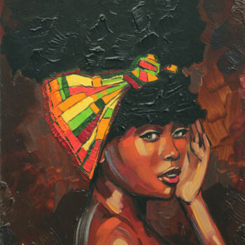 Malarstwo zatytułowany „African American Wo…” autorstwa Juliya Fedotova, Oryginalna praca, Olej Zamontowany na Karton