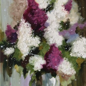 Schilderij getiteld "Flowers of May" door Juliya Fedotova, Origineel Kunstwerk, Olie Gemonteerd op Frame voor houten brancard