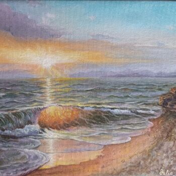 Painting titled "Sunny sea" by Julia Antsis, Original Artwork, Oil