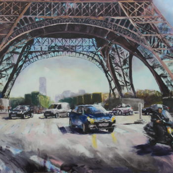 Painting titled "un dimanche à Paris" by Julkowski, Original Artwork, Oil