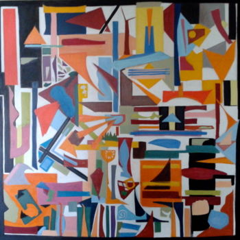 Painting titled "Abstrait carré #2" by Juliette G-Coppens, Original Artwork