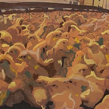 Painting titled "Poussins" by July, Original Artwork, Acrylic