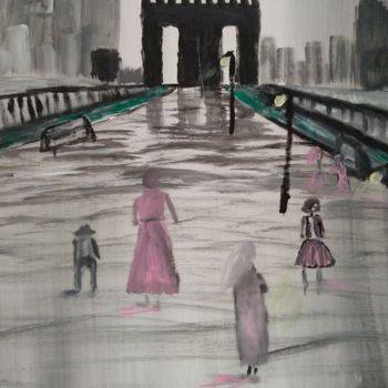 Painting titled "ville 2" by Julie Dumont, Original Artwork, Acrylic