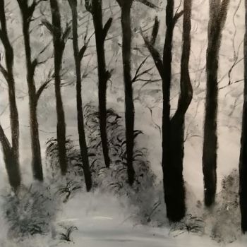 Painting titled "forêt2" by Julie Dumont, Original Artwork, Acrylic