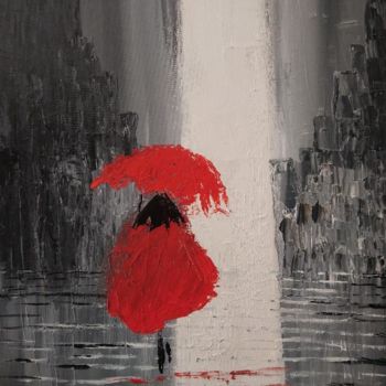 Peinture intitulée "la fille en rouge" par Julie Dumont, Œuvre d'art originale, Acrylique