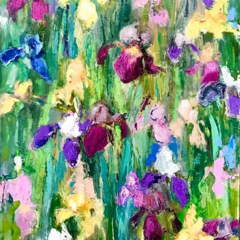 Peinture intitulée "Irises" par Julya Moiseeva (FREYA MOZES), Œuvre d'art originale, Huile