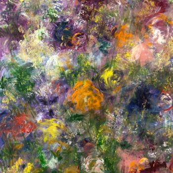 「На клумбе. Цветы」というタイトルの絵画 Анна Шкуратоваによって, オリジナルのアートワーク, オイル