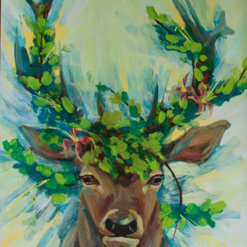 "deer" başlıklı Tablo Julynaym tarafından, Orijinal sanat, Guaş boya