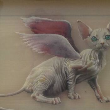 제목이 "一只会飞的猫"인 미술작품 Junyi Wang로, 원작, 기름