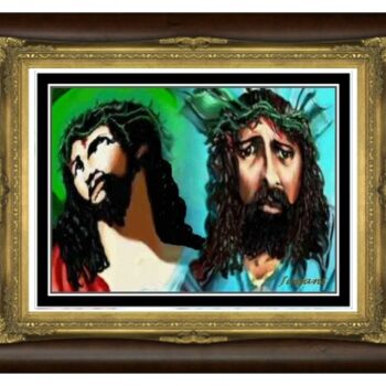Painting titled "Faces de Cristo" by Jurandir Santana (Jussant), Original Artwork