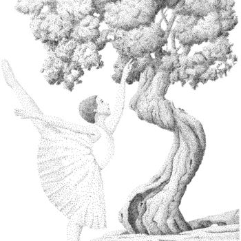 Desenho intitulada "tree - ballerina" por Jure Kralj, Obras de arte originais, Tinta