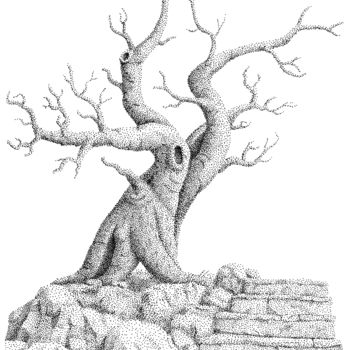 Desenho intitulada "tree-five steps" por Jure Kralj, Obras de arte originais, Tinta