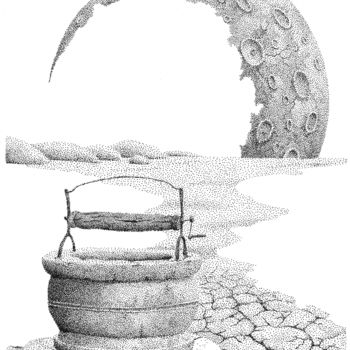 Tekening getiteld "Karst Fountain" door Jure Kralj, Origineel Kunstwerk, Inkt