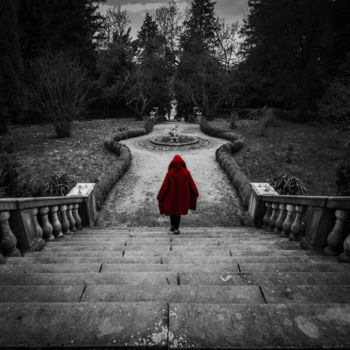 Photography titled "Red coat" by Jure Kralj, Original Artwork, Digital Photography Mounted on Wood Stretcher frame