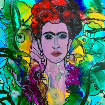 Malerei mit dem Titel ""Hommage an Frida K…" von Jürgen Grafe, Original-Kunstwerk, Acryl