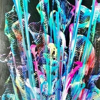 Peinture intitulée "Fireworks flowers" par Jurgen Jabouille, Œuvre d'art originale, Acrylique