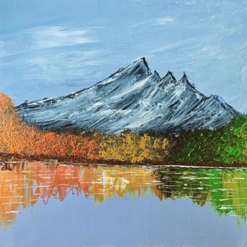 Картина под названием "Lac des sommets -re…" - Jurgen Jabouille, Подлинное произведение искусства, Акрил