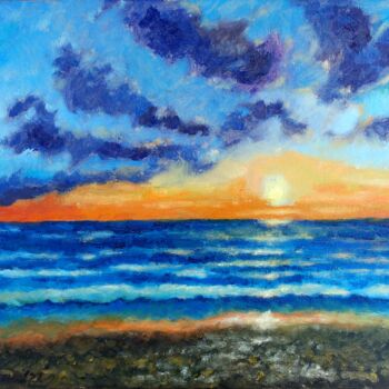 Картина под названием "Sunset" - Juri Semjonov, Подлинное произведение искусства, Масло Установлен на картон