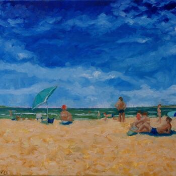 Картина под названием "Beach Stories #1" - Juri Semjonov, Подлинное произведение искусства, Масло Установлен на Деревянная р…