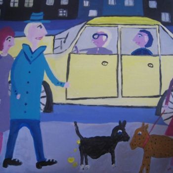 Malerei mit dem Titel "On the street" von Detlev Jurkuhn, Original-Kunstwerk, Öl
