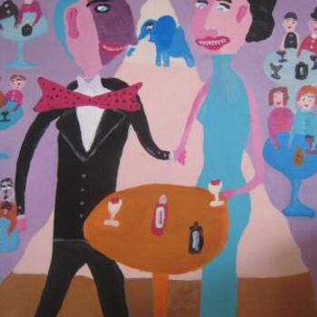 Malarstwo zatytułowany „Couple with blue el…” autorstwa Detlev Jurkuhn, Oryginalna praca, Olej