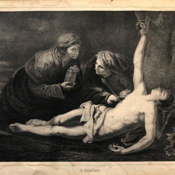 Impressões e gravuras intitulada "Saint Sebastian" por Jusepe De Ribera, Obras de arte originais, Litografia