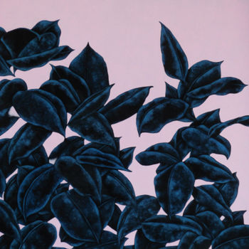 Картина под названием "Feuilles bleues" - Jusp, Подлинное произведение искусства, Акрил