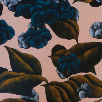 Peinture intitulée "Fleurs bleues et fe…" par Jusp, Œuvre d'art originale, Acrylique