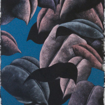Schilderij getiteld "Feuilles grises et…" door Jusp, Origineel Kunstwerk, Acryl
