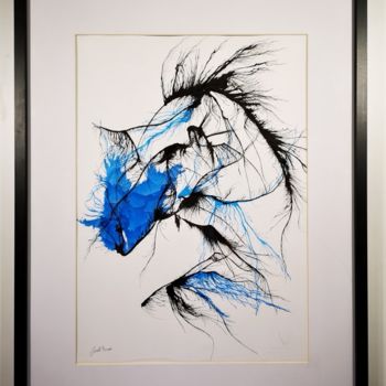 Drawing titled "Le Cheval Bleu" by Julien Lemoine, Original Artwork