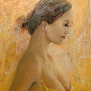 Painting titled "Girl with a Yellow…" by Justin Aleksandar Ristic, Original Artwork