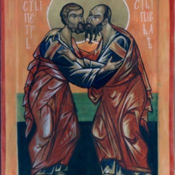 Painting titled "Apostels Peter and…" by Justin Aleksandar Ristic, Original Artwork