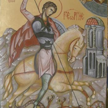 Painting titled "Saint George" by Justin Aleksandar Ristic, Original Artwork
