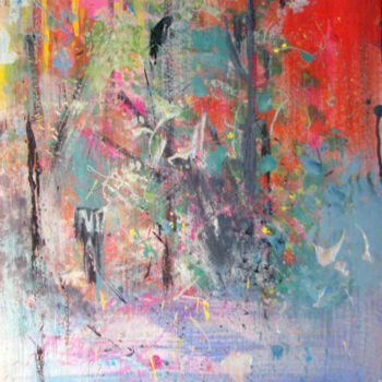 Schilderij getiteld "Lakes Of The Woods" door Justinas Čapskis, Origineel Kunstwerk, Acryl