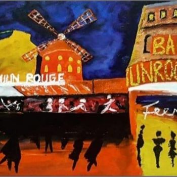 Painting titled "Moulin rouge" by Justine De Meerschman, Original Artwork, Oil
