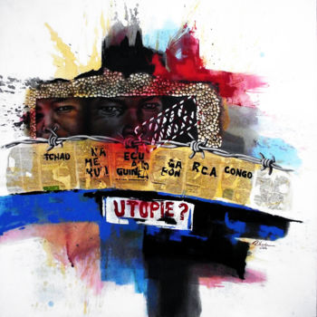 Peinture intitulée "UTOPIE" par Justin Ebanda, Œuvre d'art originale