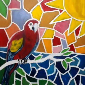 Pittura intitolato "parrot" da Justin Myers, Opera d'arte originale, Olio
