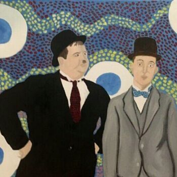 Painting titled "Laurel & Hardy" by Justin Myers, Original Artwork, Oil