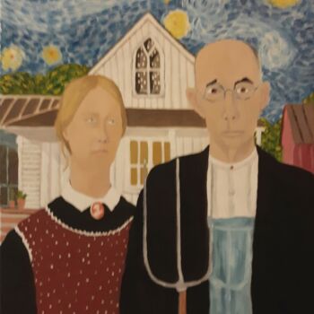 Painting titled "American Gothic sta…" by Justin Myers, Original Artwork, Oil