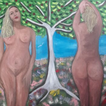 Pittura intitolato "apple tree" da Justin Myers, Opera d'arte originale, Olio