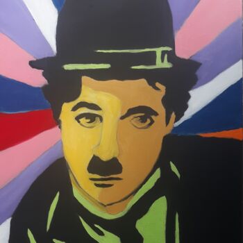 Malerei mit dem Titel "Chaplin" von Justin Myers, Original-Kunstwerk, Öl