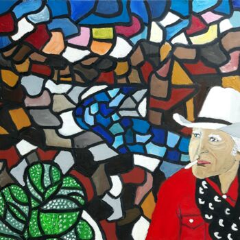 Картина под названием "desert cowboy" - Justin Myers, Подлинное произведение искусства, Масло