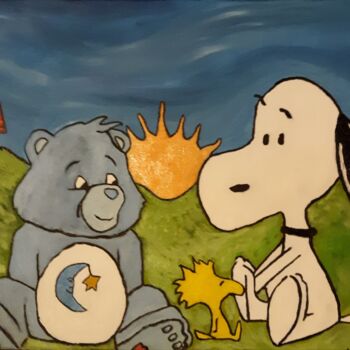 Painting titled "cartoon art" by Justin Myers, Original Artwork, Oil