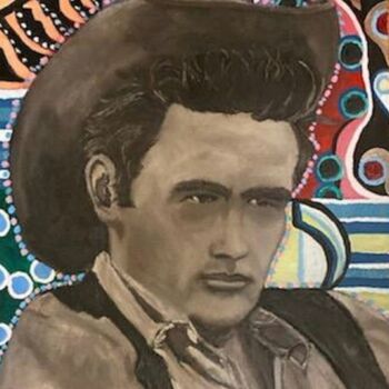 Malerei mit dem Titel "James Dean Pop" von Justin Myers, Original-Kunstwerk, Öl