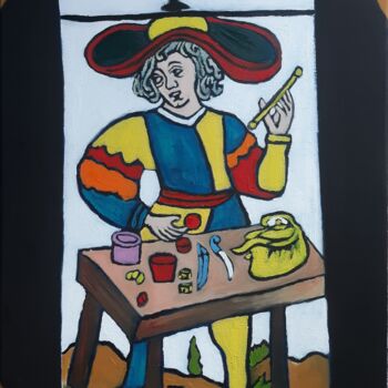 Painting titled "The magician" by Justin Myers, Original Artwork, Oil