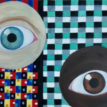 Painting titled "Eye to Eye" by Justin Myers, Original Artwork, Oil