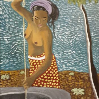 Pintura intitulada "woman at the well" por Justin Myers, Obras de arte originais, Óleo