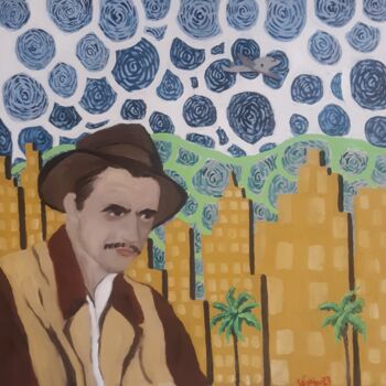 Painting titled "Howard Hughes" by Justin Myers, Original Artwork, Oil
